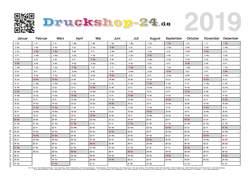 Jahreswandplaner besonders preiswert und schnell geliefert von www.Druckshop-24.de