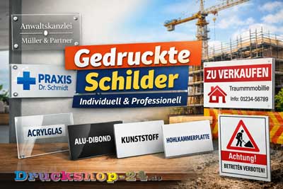 Gedruckte Schilder von www.Druckshop-24.de