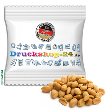 Erdnüsse in bedruckten Portionsbeuteln von www.Druckshop-24.de
