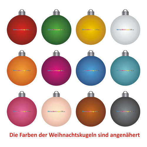 Individuell bedruckte Weihnachtskugeln aus Glas in 12 Grundfarben